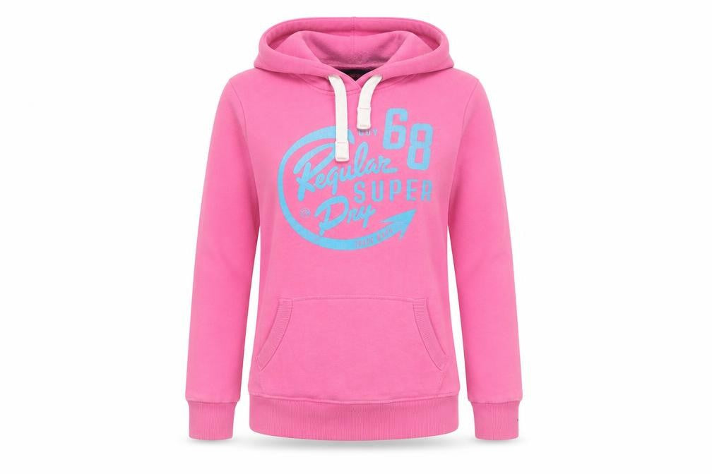 Superdry Women’s Pink Pullover Hoodie Size S Logo Hooded Sweatshirt