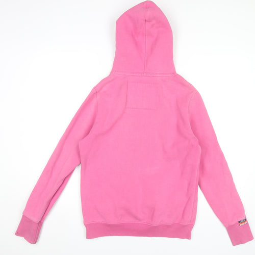 Superdry Women’s Pink Pullover Hoodie Size S Logo Hooded Sweatshirt