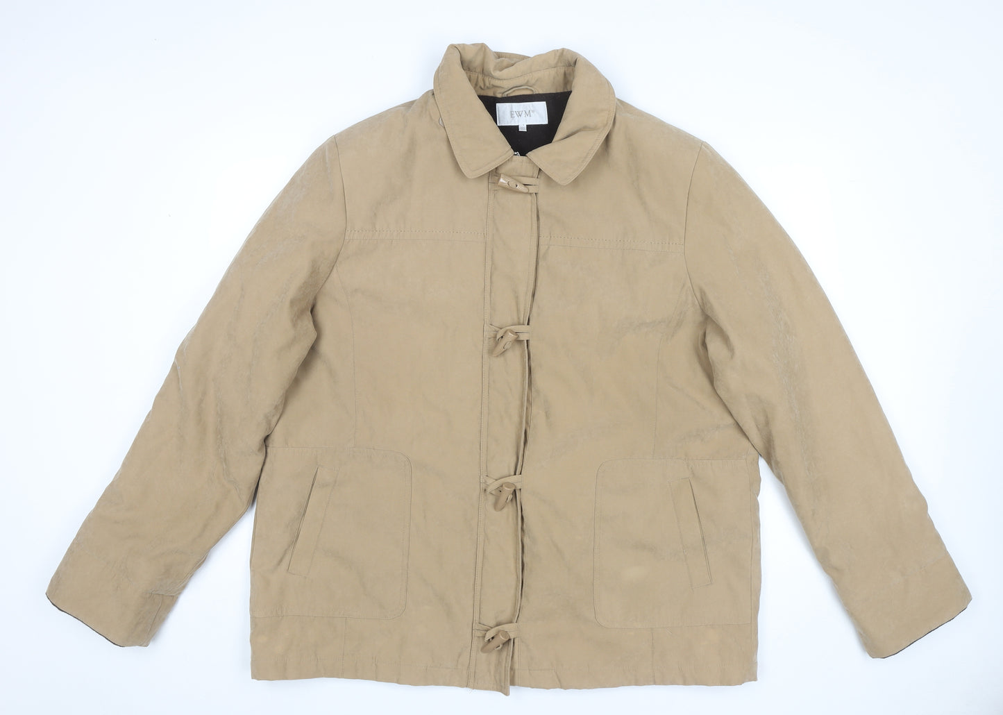 EWM Womens Beige Size 22 Overcoat Toggle Mid-Length Winter Jacket