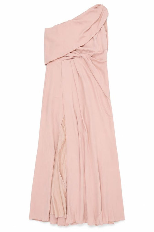 Front view of ASOS Women’s Pink One Shoulder Maxi Dress, size UK 14, Formal