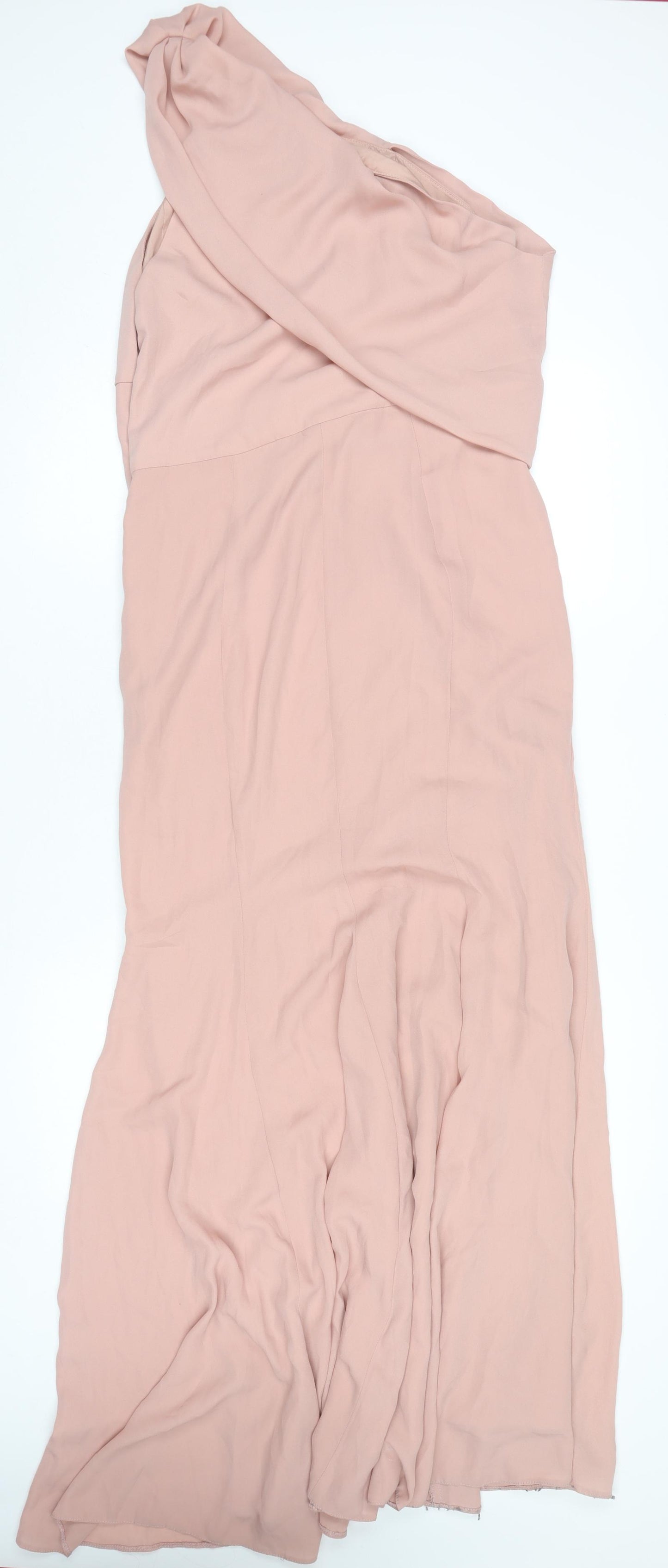 ASOS Women’s Pink One Shoulder Maxi Dress Size 14 Formal