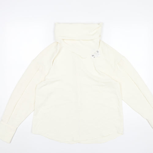 Zara Women Ivory XS Button-Up High Neck Long Sleeve Shirt