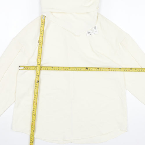 Zara Women Ivory XS Button-Up High Neck Long Sleeve Shirt