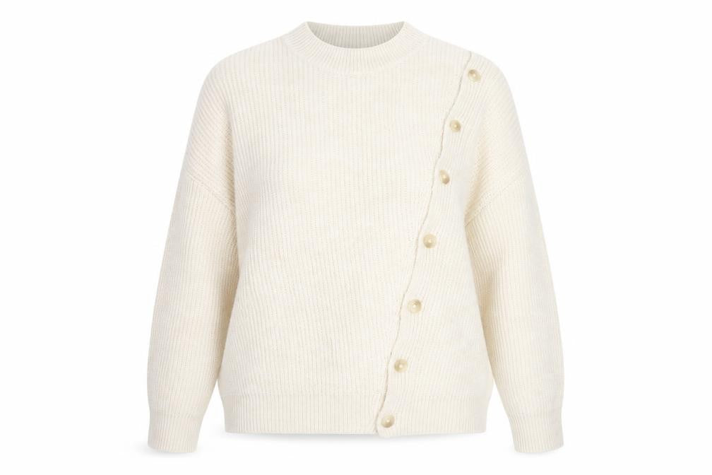 MNG Women’s Beige Mock Neck Button Cardigan Jumper Size 12
