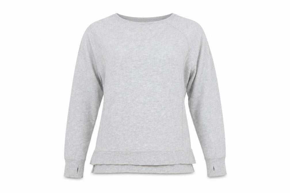 Front view of Sweaty Betty Women’s Grey XS Pullover Sweatshirt Cotton Modal Blend