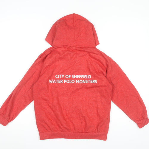 AWDis Boys Red Full Zip Hoodie 9-11 Years Sheffield Monsters Water Polo