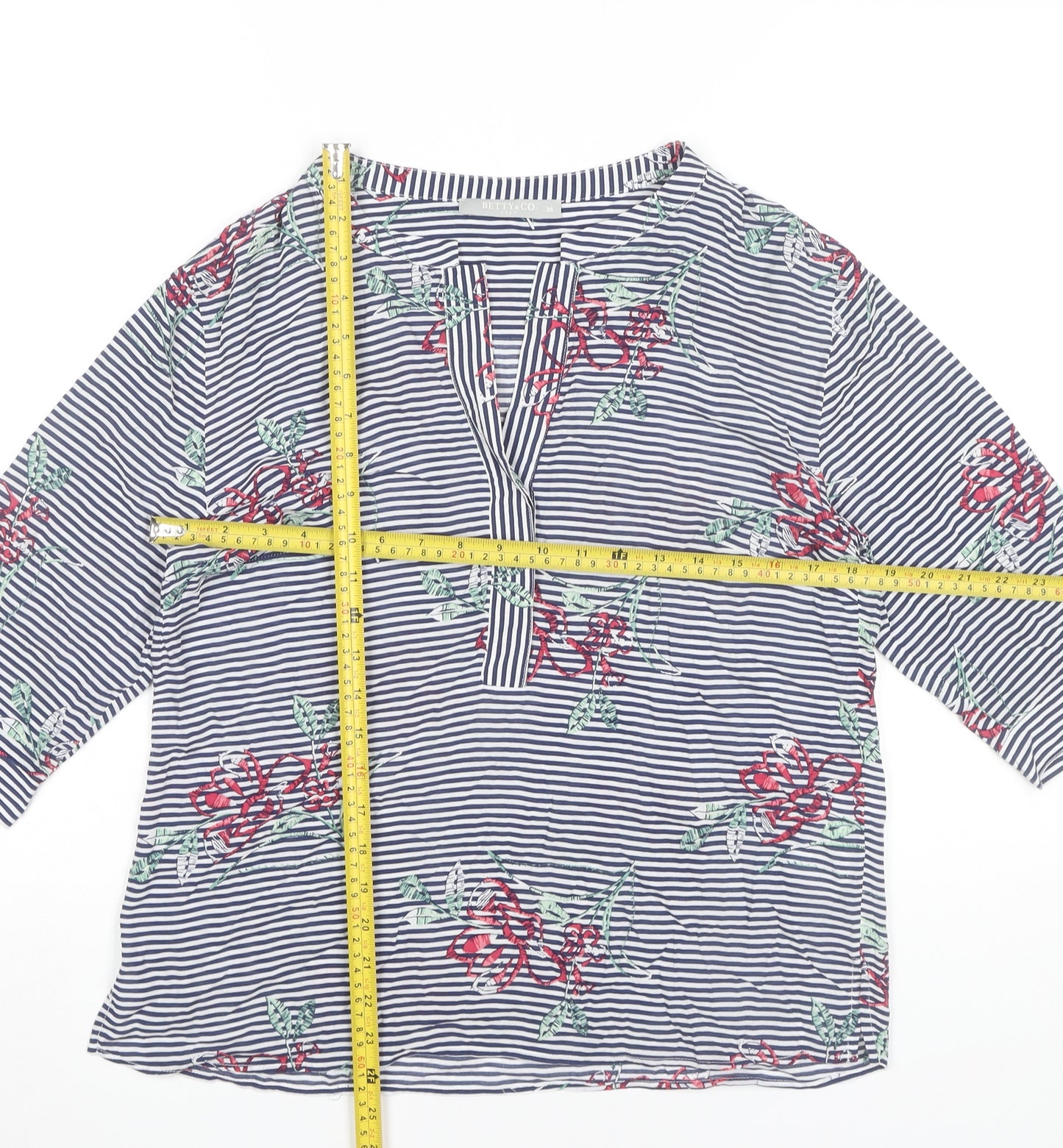 Betty & Co Womens Multicoloured Size 10 Tunic Blouse Viscose 3/4 Sleeve