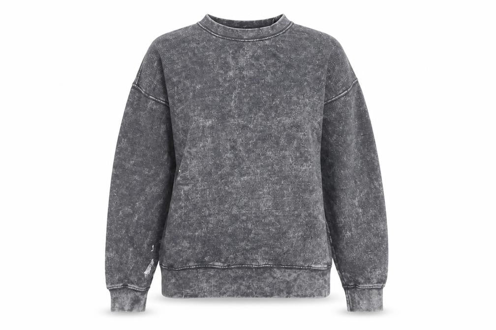Front view of Boohoo Women’s Grey Pullover Sweatshirt XS Crew Neck Long Sleeve