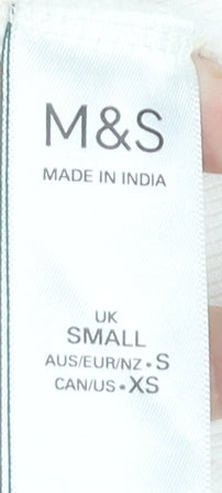 Marks and Spencer Women’s Ivory Cotton T-Shirt Size S Short Sleeve