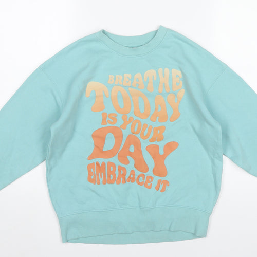 H&M Boys Blue Graphic Print Sweatshirt 9-10Y Pullover Crew Neck