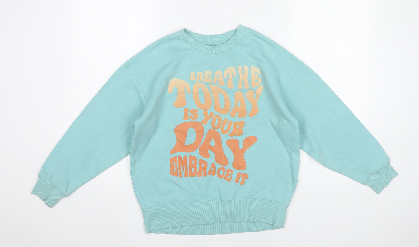 H&M Boys Blue Graphic Print Sweatshirt 9-10Y Pullover Crew Neck