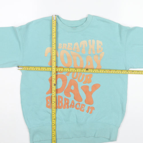 H&M Boys Blue Graphic Print Sweatshirt 9-10Y Pullover Crew Neck