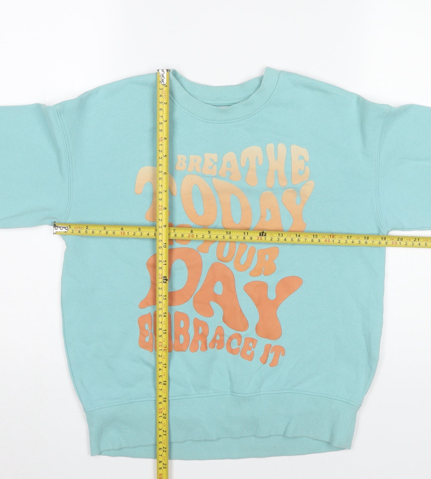 H&M Boys Blue Graphic Print Sweatshirt 9-10Y Pullover Crew Neck