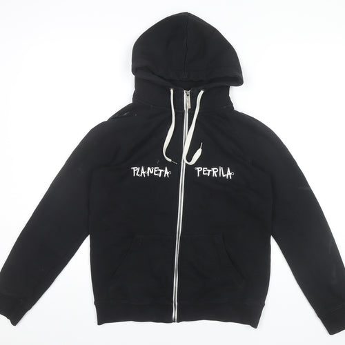 Malfini Men’s Black Full Zip Hoodie M Graphic Cotton Sweatshirt