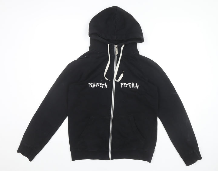 Malfini Men’s Black Full Zip Hoodie M Graphic Cotton Sweatshirt