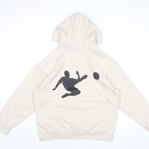 Zara Boys Beige Pullover Hoodie 13-14 Years Football Graphic Print