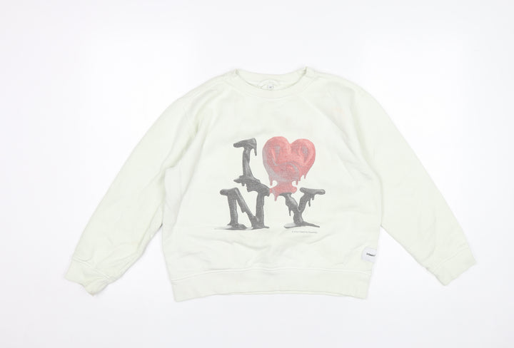 Infaant Girls White Cotton Graphic Pullover Sweatshirt 9-10Y