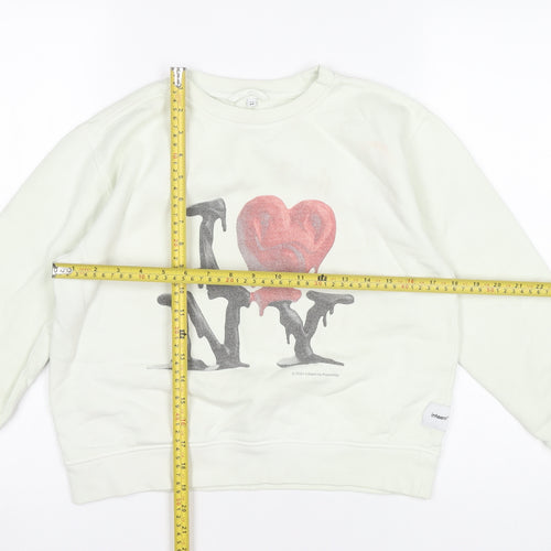 Infaant Girls White Cotton Graphic Pullover Sweatshirt 9-10Y