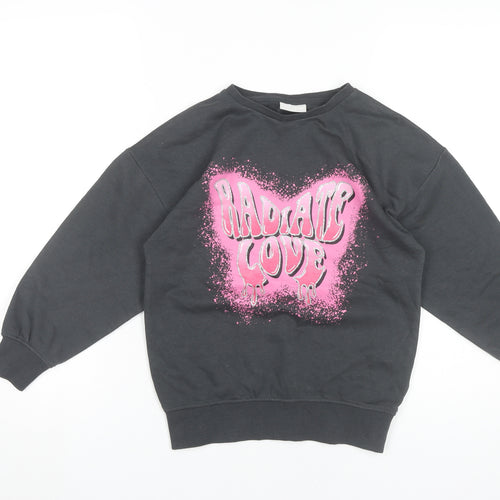 I ❤️ Girlpower Girls Black Graphic Print Pullover Sweatshirt 8 Years