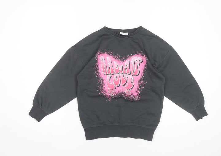 I ❤️ Girlpower Girls Black Graphic Print Pullover Sweatshirt 8 Years