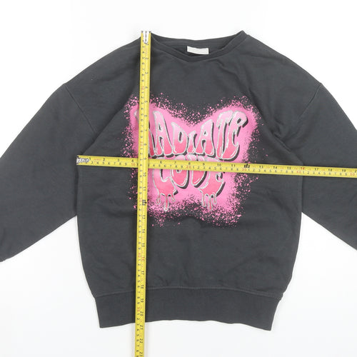 I ❤️ Girlpower Girls Black Graphic Print Pullover Sweatshirt 8 Years