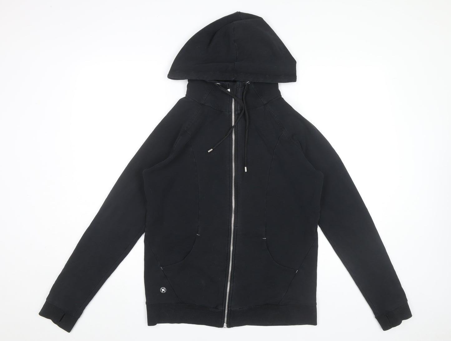 Next Women Black Full Zip Hoodie UK 10 Cotton Blend