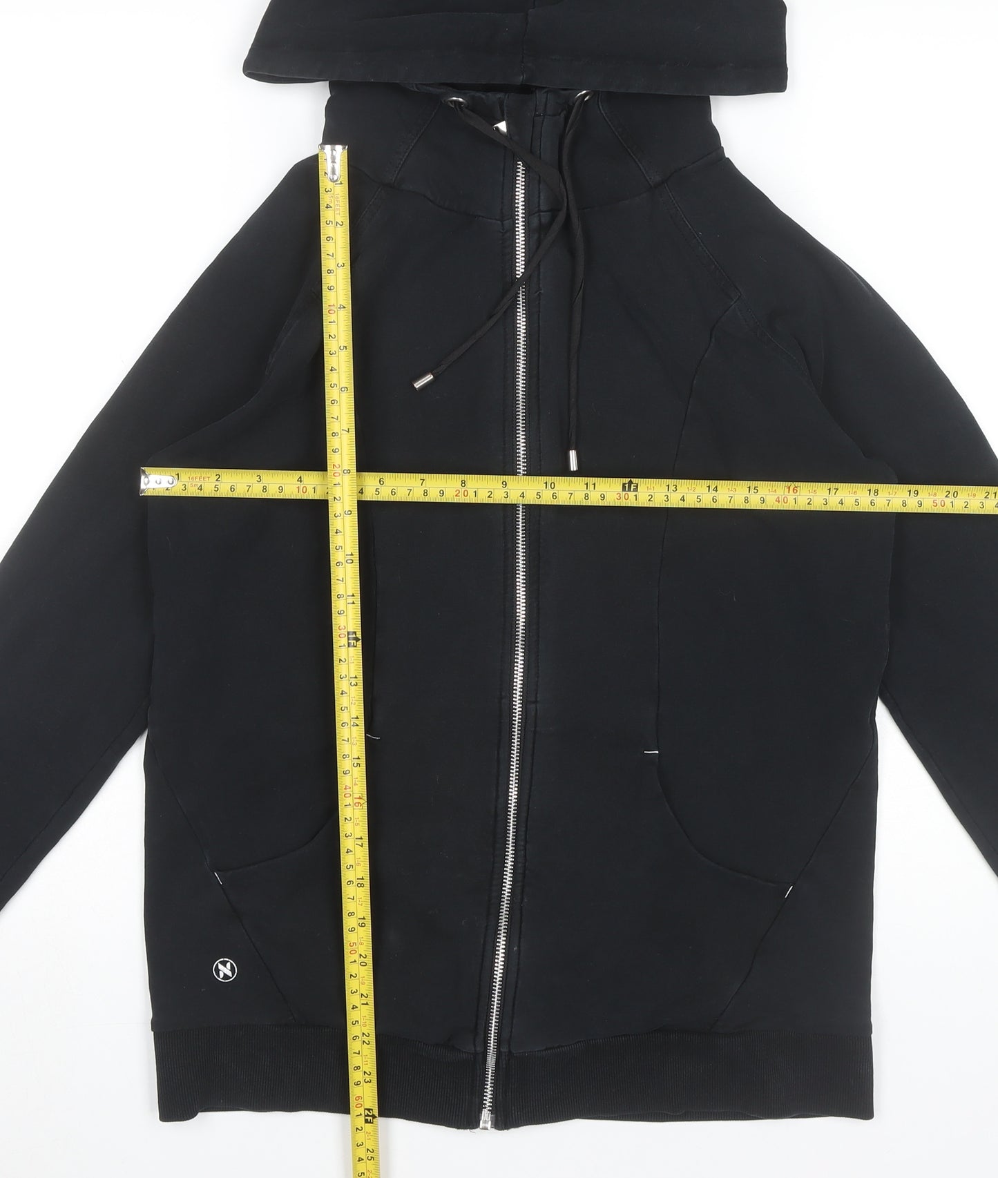 Next Women Black Full Zip Hoodie UK 10 Cotton Blend