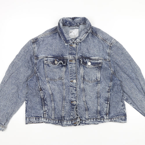Primark Women’s Blue Denim Jacket XL Casual Buttoned Pocket