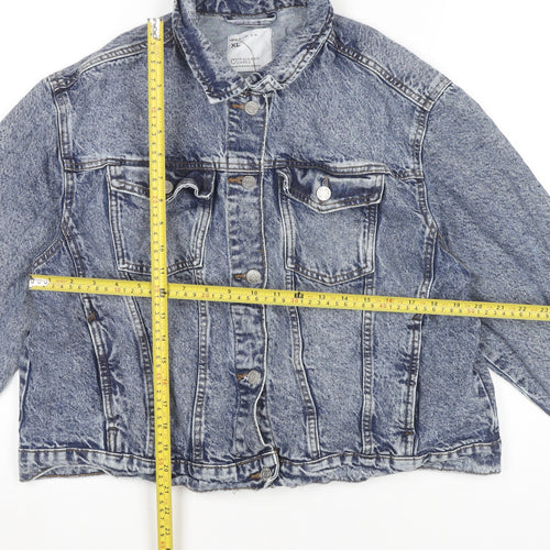 Primark Women’s Blue Denim Jacket XL Casual Buttoned Pocket
