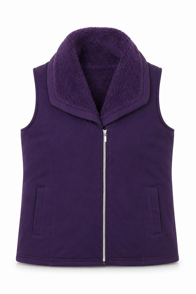 Bm Casual Women’s Purple Fleece Lined Zip Waistcoat Size 12