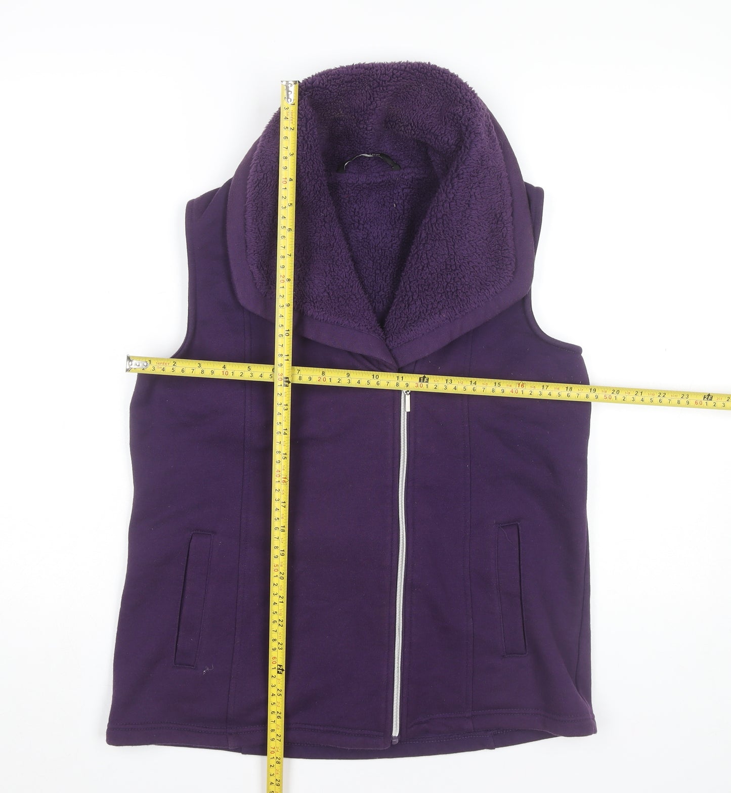 Bm Casual Women’s Purple Fleece Lined Zip Waistcoat Size 12