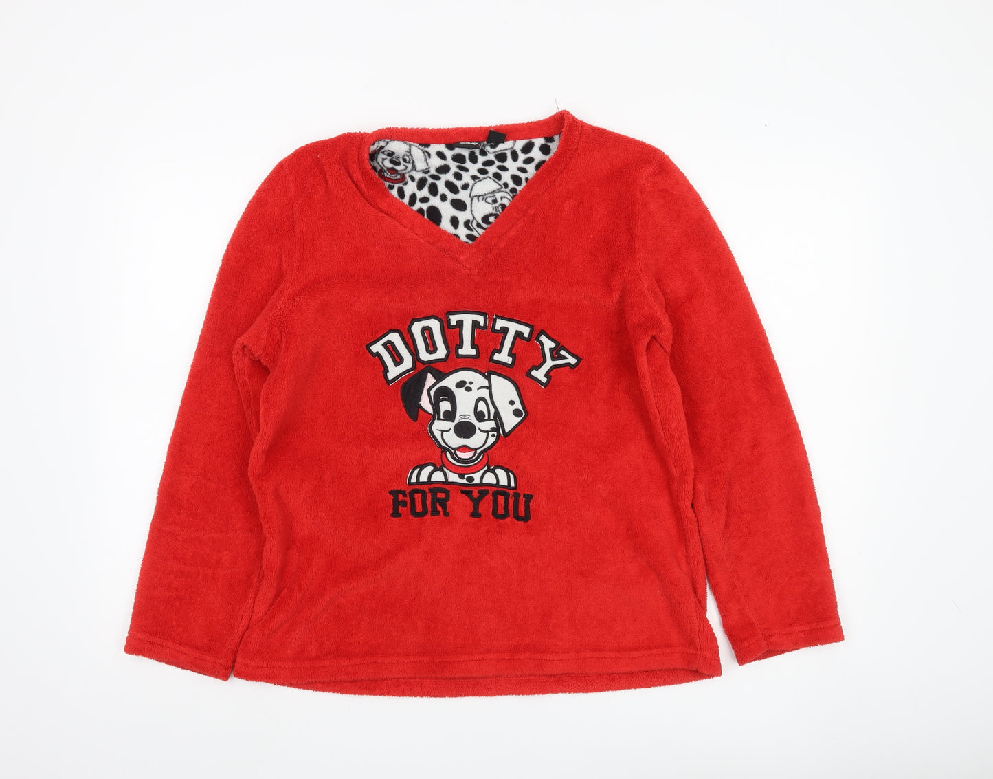 Disney Women’s Red Dalmatian Fleece Pyjama Top Size 10-12
