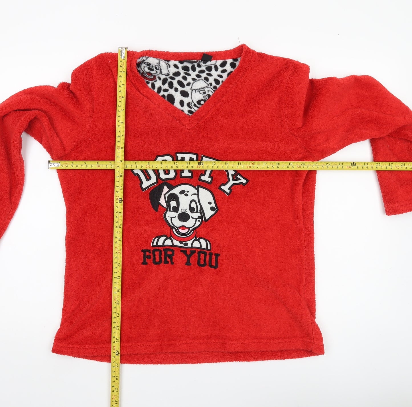 Disney Women’s Red Dalmatian Fleece Pyjama Top Size 10-12