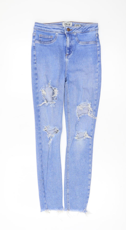 New Look Girls Blue Skinny Ripped High Rise Jeans Size 14 Years