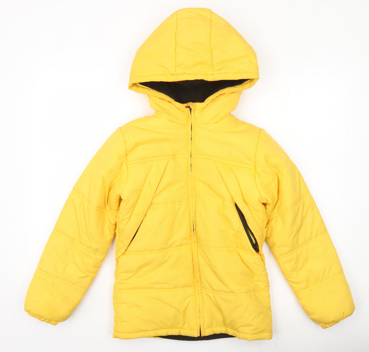 Juniors Boys Yellow 11-12Y Puffer Jacket Winter Hooded Coat