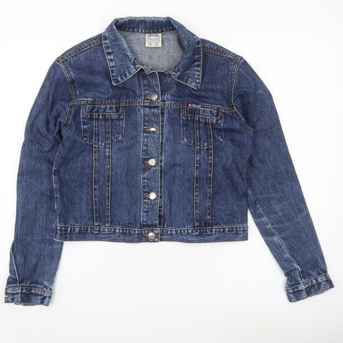 Berretto Womens Blue Denim Jacket Size 12 Button Front Casual