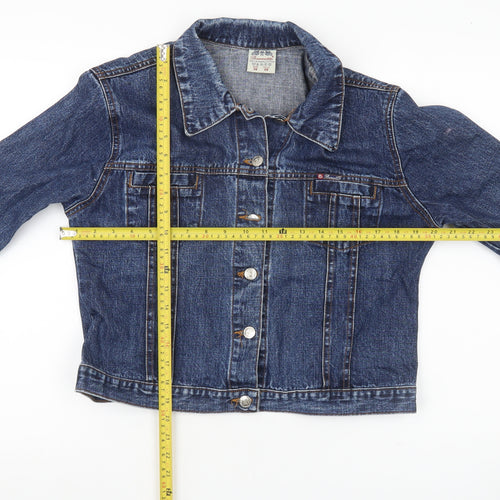 Berretto Womens Blue Denim Jacket Size 12 Button Front Casual