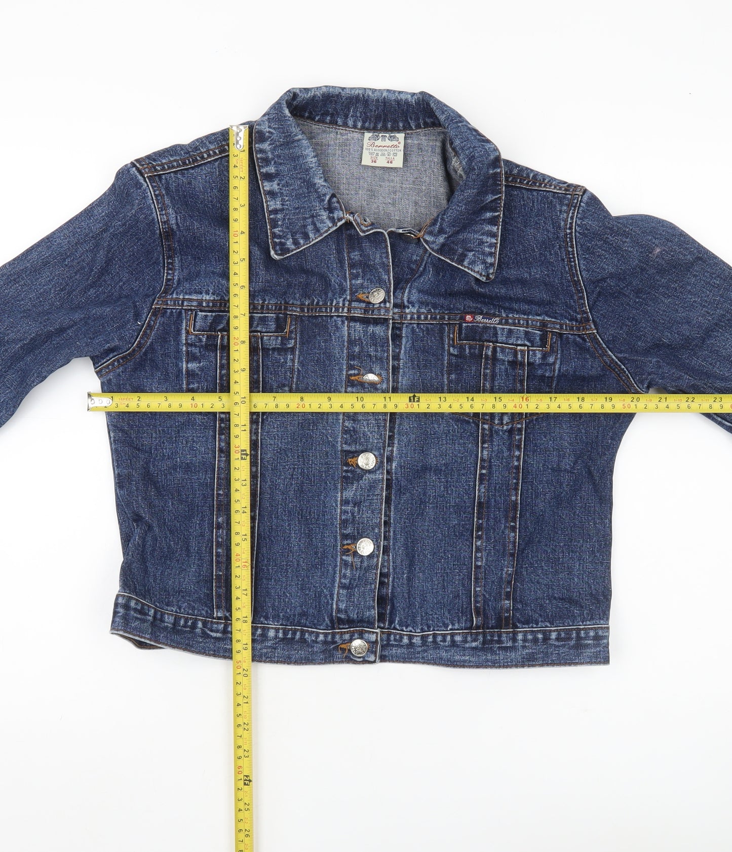 Berretto Womens Blue Denim Jacket Size 12 Button Front Casual