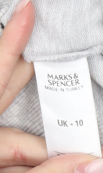Marks and Spencer Womens Grey Full Zip Hoodie Size 10 Regular
