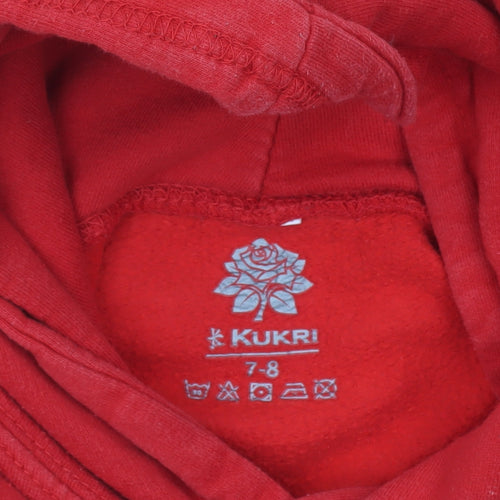 Kukri Boys Red Pullover Hoodie 7-8 Years Rugby Sports Casual