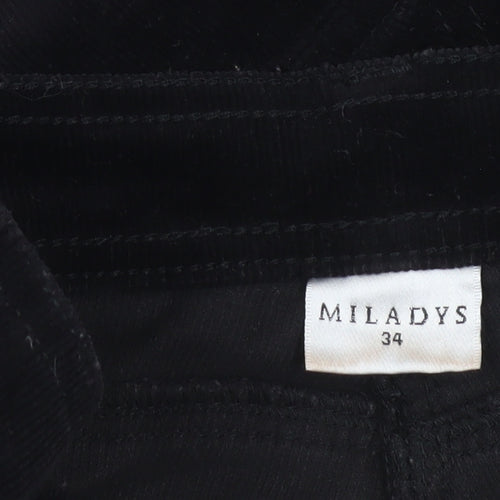 Miladys Womens Black Corduroy Straight Leg Trousers Size 6
