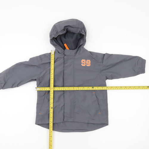 Domyos Boys Grey Hooded Rain Coat Jacket 2-3 Years Polyester