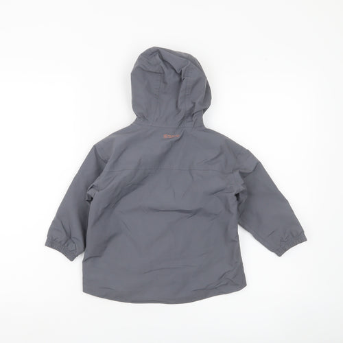 Domyos Boys Grey Hooded Rain Coat Jacket 2-3 Years Polyester