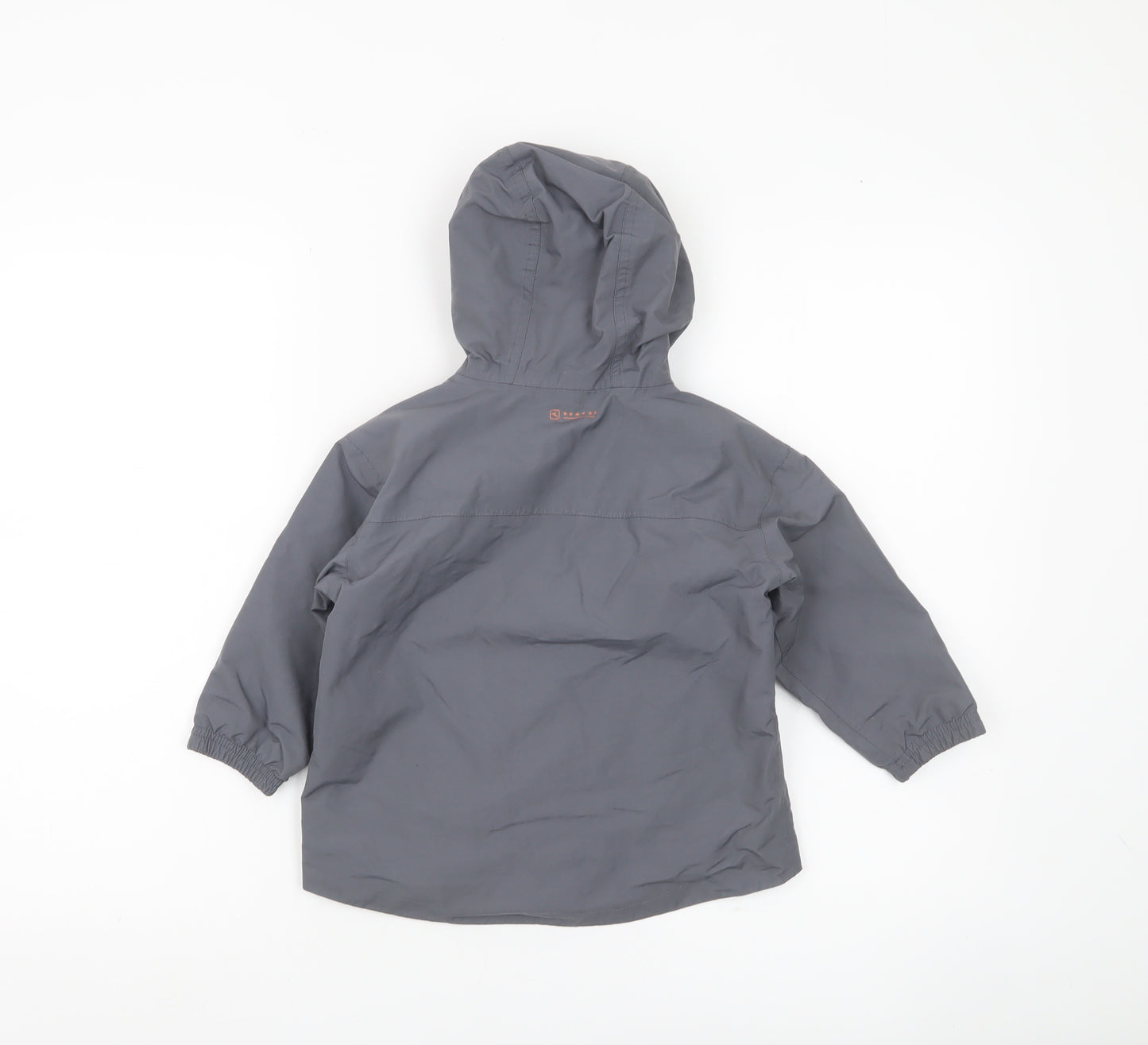 Domyos Boys Grey Hooded Rain Coat Jacket 2-3 Years Polyester