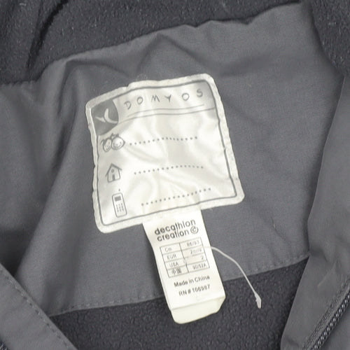 Domyos Boys Grey Hooded Rain Coat Jacket 2-3 Years Polyester