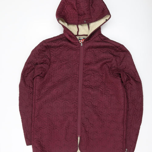 Lee Cooper Women’s Red Hooded Quilted Jacket Size L Full Zip Winter Coat