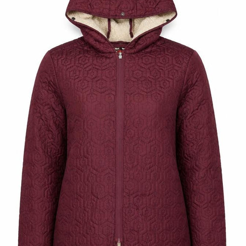 Lee Cooper Women’s Red Hooded Quilted Jacket Size L Full Zip Winter Coat