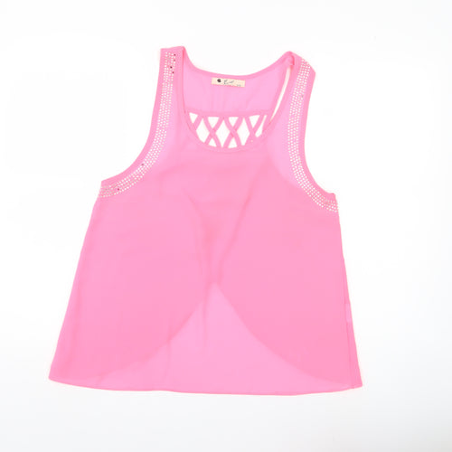 Eve Seduire Womens Pink Sleeveless Tank Top Size S Polyester Studded Detail