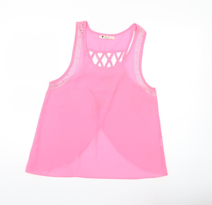 Eve Seduire Womens Pink Sleeveless Tank Top Size S Polyester Studded Detail