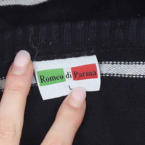 Romeo di Parma Men's Black Striped L Pullover Jumper